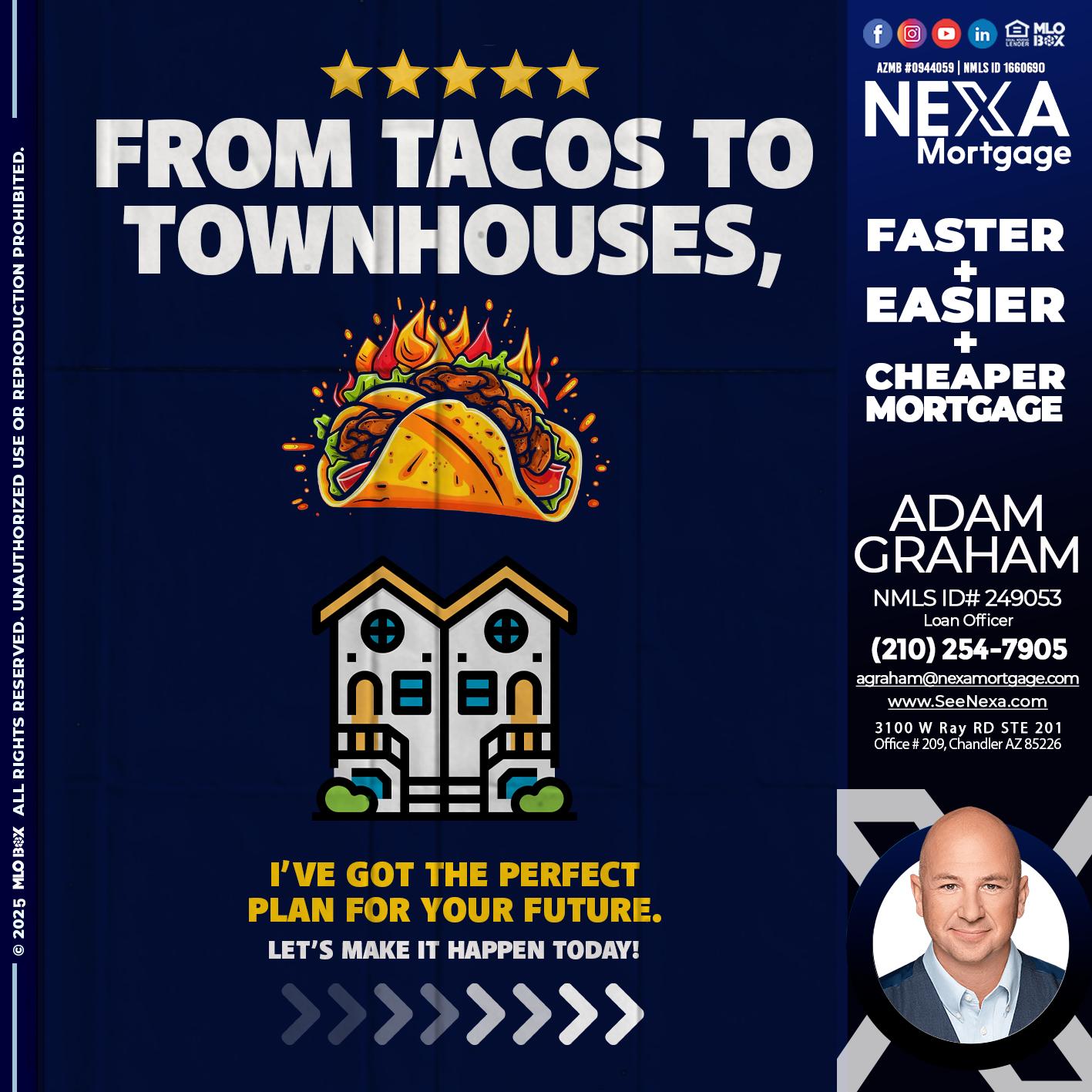 from tacos to townhomes - Adam Graham -Mortgage Loan Advisor