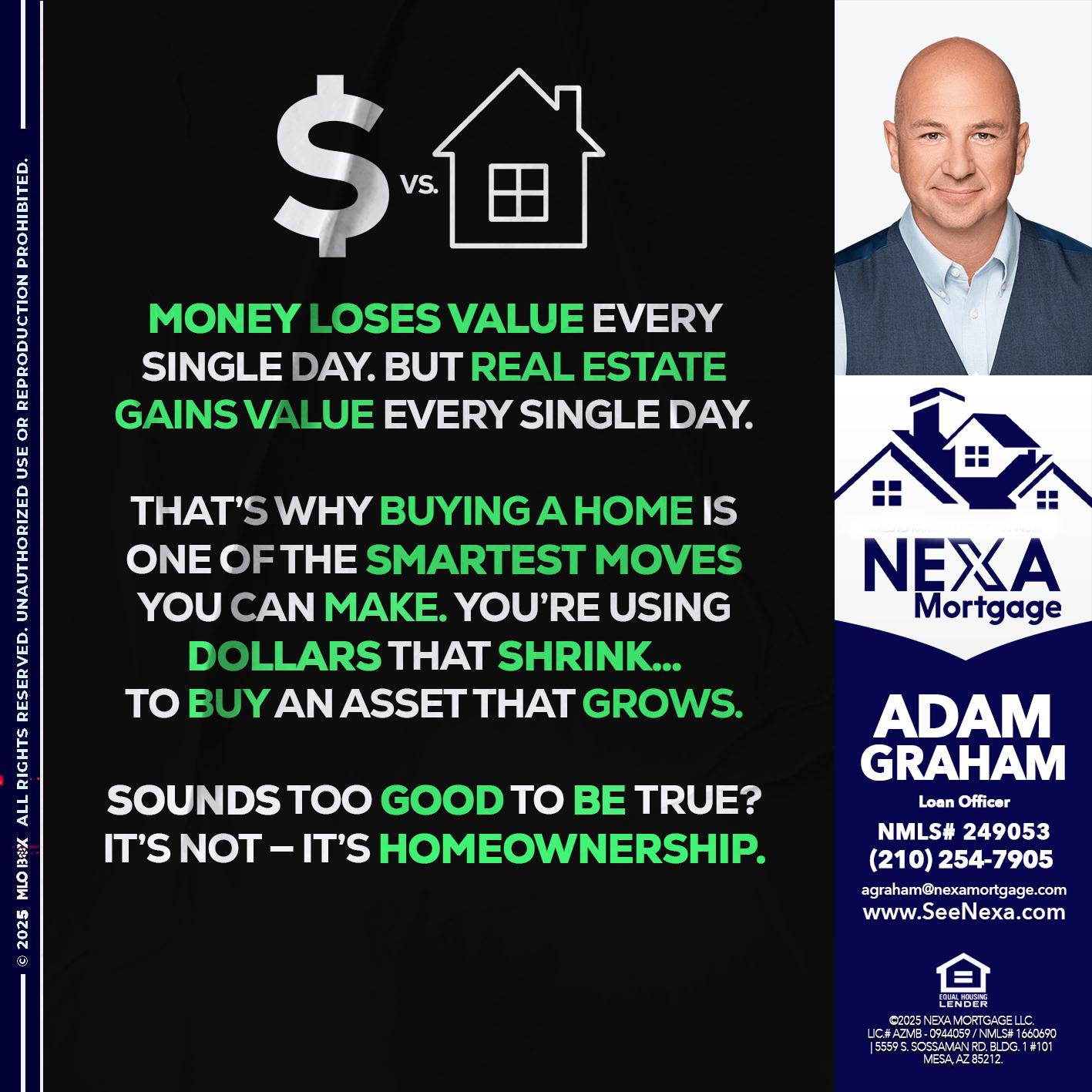 MONEY LOSES VALUE - Adam Graham -Mortgage Loan Advisor